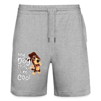 My dog thinks I'm cool - Stanley/Stella Trainer Unisex Organic Jogging Shorts - heather grey - Front - Nik (191cm) & Marisol (170cm)