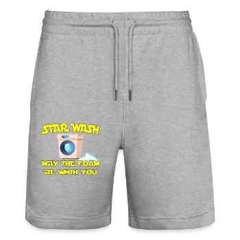 Star Wash - que la mousse soit avec vous - Short de jogging bio TRAINER Stanley/Stella unisexe - gris chiné - Devant - Nik (191cm) & Marisol (170cm)