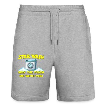 Star Wash - que la mousse soit avec vous - Short de jogging bio TRAINER Stanley/Stella unisexe - gris chiné - Devant - Nik (191cm) & Marisol (170cm)