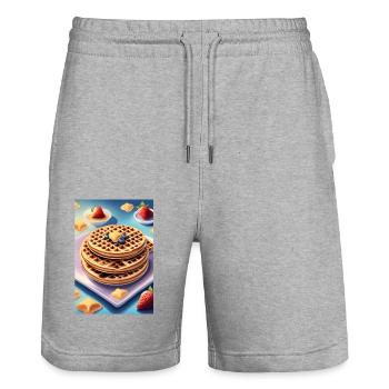 Gros tas de crêpes - Short de jogging bio TRAINER Stanley/Stella unisexe - gris chiné - Devant - Nik (191cm) & Marisol (170cm)