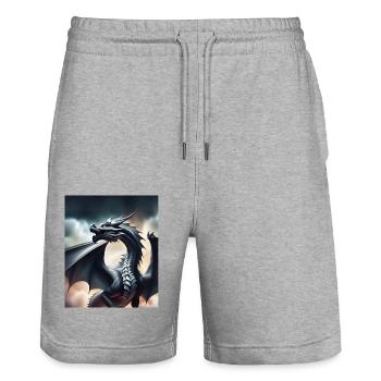 Dragon gris - Short de jogging bio TRAINER Stanley/Stella unisexe - gris chiné - Devant - Nik (191cm) & Marisol (170cm)