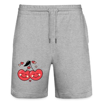 Cherry and Love - Stanley/Stella Trainer Unisex Organic Jogging Shorts - heather grey - Front - Nik (191cm) & Marisol (170cm)