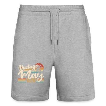 Vintage Birthday May 1978 Born in May 1978 - Stanley/Stella Trainer Unisex Organic Jogging Shorts - heather grey - Front - Nik (191cm) & Marisol (170cm)