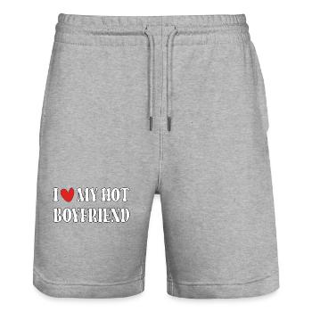 J’adore mon ami sexy - Short de jogging bio TRAINER Stanley/Stella unisexe - gris chiné - Devant - Nik (191cm) & Marisol (170cm)