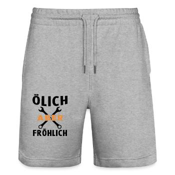 Ölich Aber Fröhlich Auto Mechaniker KFZ - Stanley/Stella Unisex Bio Joggingshorts Trainer  - Grau meliert - Vorne - Nik (191cm) & Marisol (170cm)
