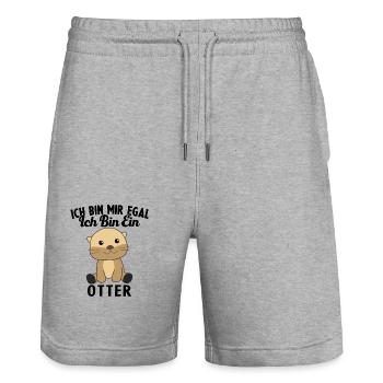 ich bin mir egal ich bin ein otter Geschenk - Stanley/Stella Unisex Bio Joggingshorts Trainer  - Grau meliert - Vorne - Nik (191cm) & Marisol (170cm)