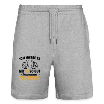 Ich hasse es mit 40 Geburtstag Gut Aussehen - Stanley/Stella Unisex Bio Joggingshorts Trainer  - Grau meliert - Vorne - Nik (191cm) & Marisol (170cm)