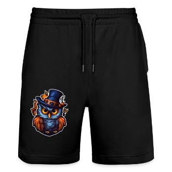 Halloween Eule - Stanley/Stella Unisex Bio Joggingshorts Trainer  - Schwarz - Vorne - Nik (191cm) & Marisol (170cm)