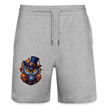 Halloween Eule - Stanley/Stella Unisex Bio Joggingshorts Trainer  - Grau meliert - Vorne - Nik (191cm) & Marisol (170cm)