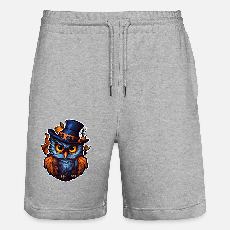 Halloween Eule - Stanley/Stella Unisex Bio Joggingshorts Trainer  - Grau meliert