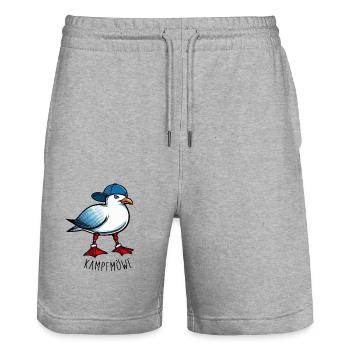 KAMPFMÖWE - Humorvolles Design für Möwen-Fans! - Stanley/Stella Unisex Bio Joggingshorts Trainer  - Grau meliert - Vorne - Nik (191cm) & Marisol (170cm)