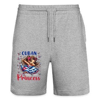 Cuban Princess Dabbing for girls & kids - Stanley/Stella Trainer Unisex Organic Jogging Shorts - heather grey - Front - Nik (191cm) & Marisol (170cm)