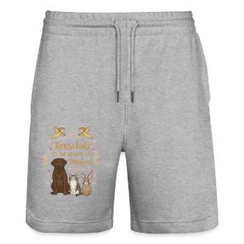 Le bien-être animal est notre mission - Short de jogging bio TRAINER Stanley/Stella unisexe - gris chiné - Devant - Nik (191cm) & Marisol (170cm)