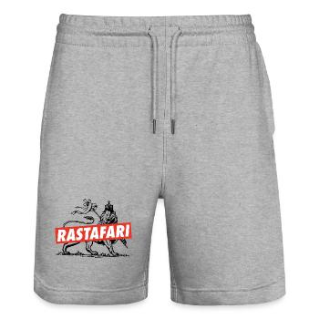 Lion of Judah - Jah Rastafari - Reggae Roots Shirt - Stanley/Stella Unisex Bio Joggingshorts Trainer  - Grau meliert - Vorne - Nik (191cm) & Marisol (170cm)