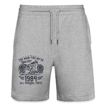 1984 Vintage Man Myth Legend Moto - Short de jogging bio TRAINER Stanley/Stella unisexe - gris chiné - Devant - Nik (191cm) & Marisol (170cm)