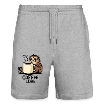 Faultier Kaffee Liebe Cartoon - Stanley/Stella Unisex Bio Joggingshorts Trainer  - Grau meliert - Vorne - Nik (191cm) & Marisol (170cm)