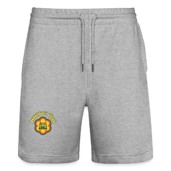 Legendary since April 1961 Birthday Retro Flower - Stanley/Stella Trainer Unisex Organic Jogging Shorts - heather grey - Front - Nik (191cm) & Marisol (170cm)