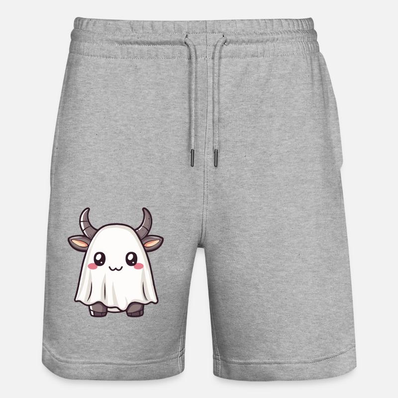 Bull Halloween Comic Ghost - Stanley/Stella Trainer Unisex Organic Jogging Shorts - heather grey