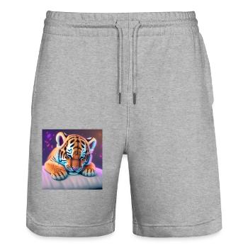 tigre - Short de jogging bio TRAINER Stanley/Stella unisexe - gris chiné - Devant - Nik (191cm) & Marisol (170cm)