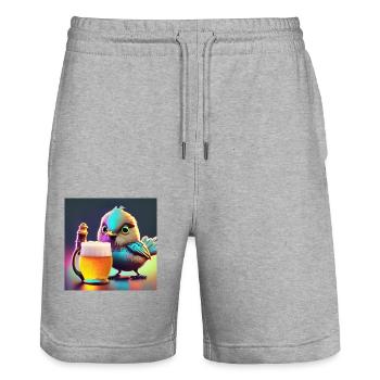 mit einem Pint - Stanley/Stella Unisex Bio Joggingshorts Trainer  - Grau meliert - Vorne - Nik (191cm) & Marisol (170cm)