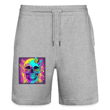 Crâne - Short de jogging bio TRAINER Stanley/Stella unisexe - gris chiné - Devant - Nik (191cm) & Marisol (170cm)
