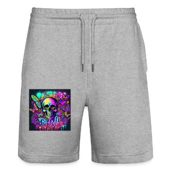 Schädel - Stanley/Stella Unisex Bio Joggingshorts Trainer  - Grau meliert - Vorne - Nik (191cm) & Marisol (170cm)