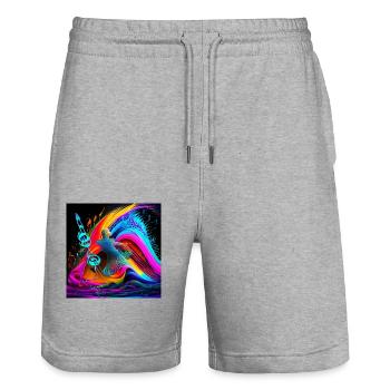 On the waves of music - Stanley/Stella Trainer Unisex Organic Jogging Shorts - heather grey - Front - Nik (191cm) & Marisol (170cm)