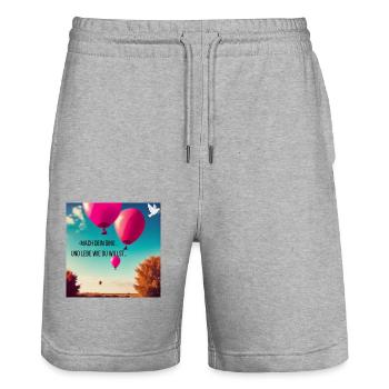 Luftballon Geschenkidee - Stanley/Stella Unisex Bio Joggingshorts Trainer  - Grau meliert - Vorne - Nik (191cm) & Marisol (170cm)