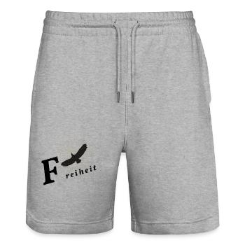 Freiheit - Stanley/Stella Unisex Bio Joggingshorts Trainer  - Grau meliert - Vorne - Nik (191cm) & Marisol (170cm)