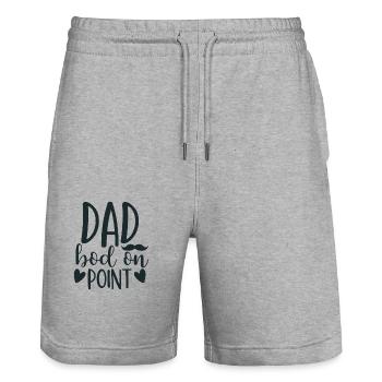 DAD bod on POINT - Stanley/Stella Trainer Unisex Organic Jogging Shorts - heather grey - Front - Nik (191cm) & Marisol (170cm)