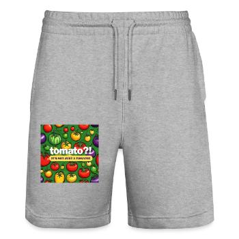 Tomate ist nicht gleich Tomate - Stanley/Stella Unisex Bio Joggingshorts Trainer  - Grau meliert - Vorne - Nik (191cm) & Marisol (170cm)