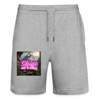 Emerald shine and sparkle - Stanley/Stella Trainer Unisex Organic Jogging Shorts - heather grey - Front - Nik (191cm) & Marisol (170cm)