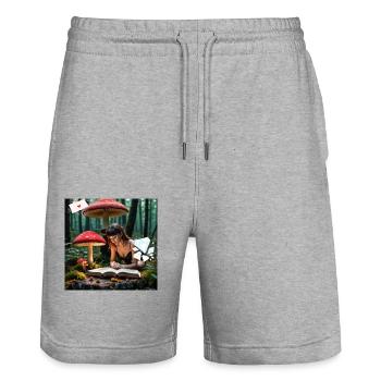 Lesen im Zauberwald. - Stanley/Stella Unisex Bio Joggingshorts Trainer  - Grau meliert - Vorne - Nik (191cm) & Marisol (170cm)