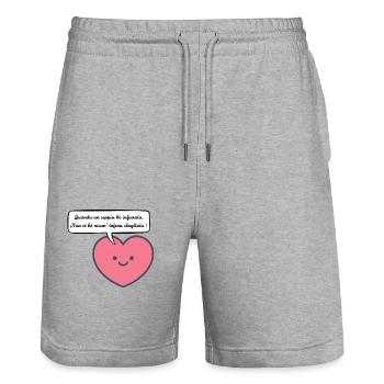 Coppiu infiaratu - Short de jogging bio TRAINER Stanley/Stella unisexe - gris chiné - Devant - Nik (191cm) & Marisol (170cm)