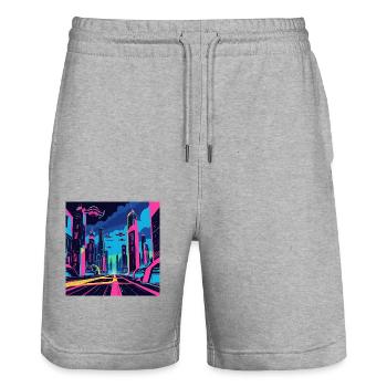 Universe - Stanley/Stella Trainer Unisex Organic Jogging Shorts - heather grey - Front - Nik (191cm) & Marisol (170cm)
