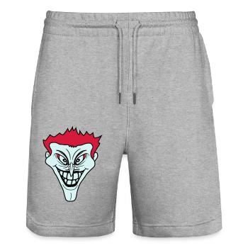 psychopathe psychopathe fou clown joker sourire mu - Short de jogging bio TRAINER Stanley/Stella unisexe - gris chiné - Devant - Nik (191cm) & Marisol (170cm)