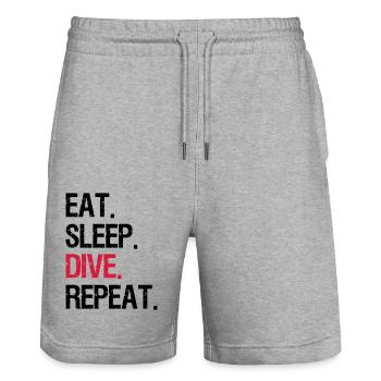 Eat Sleep Dive Repeat - Stanley/Stella Unisex Bio Joggingshorts Trainer  - Grau meliert - Vorne - Nik (191cm) & Marisol (170cm)