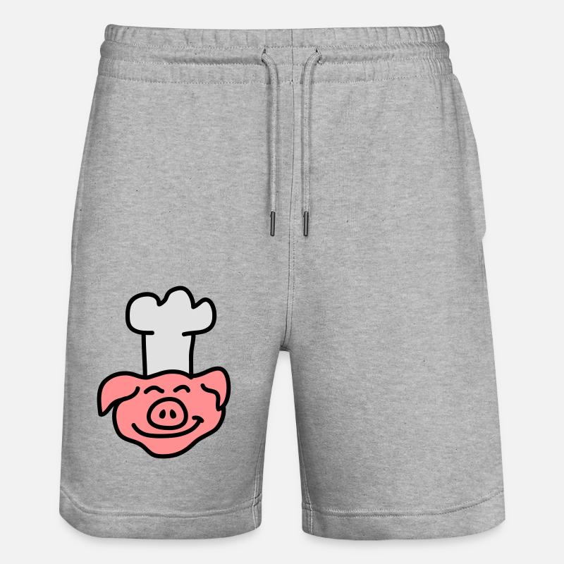 Pig Chef Head - Stanley/Stella Unisex Bio Joggingshorts Trainer  - Grau meliert