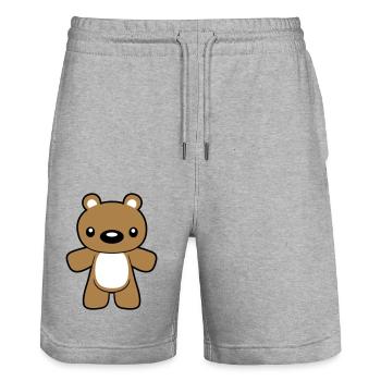 kleiner suesser teddybaer baer - Stanley/Stella Unisex Bio Joggingshorts Trainer  - Grau meliert - Vorne - Nik (191cm) & Marisol (170cm)