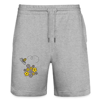 abeille - Short de jogging bio TRAINER Stanley/Stella unisexe - gris chiné - Devant - Nik (191cm) & Marisol (170cm)