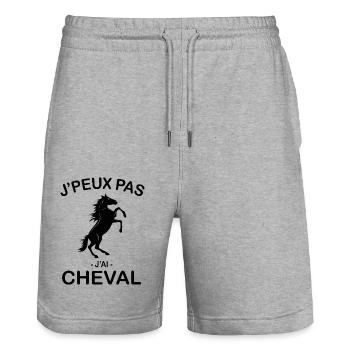 Je Peux Pas J'ai Cheval - Short de jogging bio TRAINER Stanley/Stella unisexe - gris chiné - Devant - Nik (191cm) & Marisol (170cm)