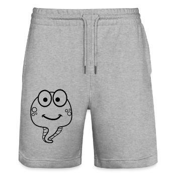 Comic Kaulquappe Schwarz - Stanley/Stella Unisex Bio Joggingshorts Trainer  - Grau meliert - Vorne - Nik (191cm) & Marisol (170cm)