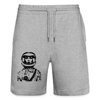 ASTRONAUTE FEMME FEMME POWER STENCIL - Short de jogging bio TRAINER Stanley/Stella unisexe - gris chiné - Devant - Nik (191cm) & Marisol (170cm)