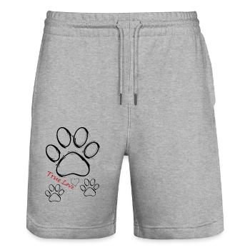 Pfote Tatze Hund True Love - Stanley/Stella Unisex Bio Joggingshorts Trainer  - Grau meliert - Vorne - Nik (191cm) & Marisol (170cm)