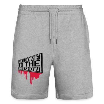 Blood Welcome Shitshow - Stanley/Stella Trainer Unisex Organic Jogging Shorts - heather grey - Front - Nik (191cm) & Marisol (170cm)