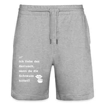 Schnauze halten - Stanley/Stella Unisex Bio Joggingshorts Trainer  - Grau meliert - Vorne - Nik (191cm) & Marisol (170cm)
