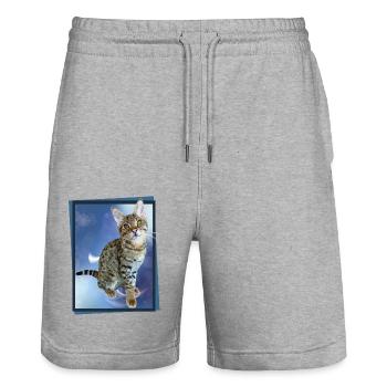 Tabby - Stanley/Stella Trainer Unisex Organic Jogging Shorts - heather grey - Front - Nik (191cm) & Marisol (170cm)