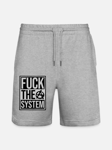 Shield fuck the system - Stanley/Stella Trainer Unisex Organic Jogging Shorts - heather grey