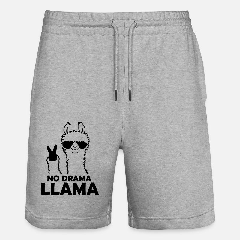 Cool No Drama Llama - Stanley/Stella Unisex Bio Joggingshorts Trainer - Grau meliert