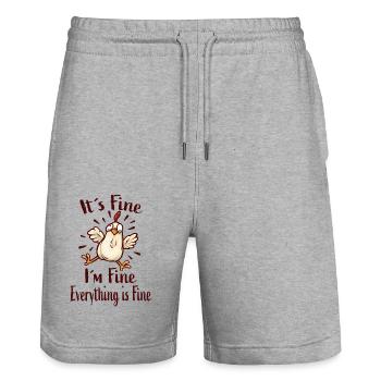 It´s Fine I´m Fine Everything Is Fine - Stanley/Stella Unisex Bio Joggingshorts Trainer  - Grau meliert - Vorne - Nik (191cm) & Marisol (170cm)